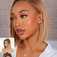 Nadula 13X4 HD Ombre Blonde Highlight Bob Straight Drawstring Wig Human Hair With Brown Roots - Pre Everything Glueless Ombre Bob Lace Front Wig with Ear Tape - Ready to Go Short Ombre Bob Wig 10inch
