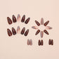 RTKHFZE Medium Buttterfly Press on Nails Almond Fake Nails with Design Brown Butterfly Press on False Nails Full Cover Fall Nails for Women 24Pcs