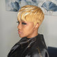 QiaQiaRing Chic Elegent Pixie Cut Human Hair Wigs for Black Women Short Layered Pixie Wigs With Bangs Brazilian Virgin Straight Human Hair 27/613 Daily Use Color (27/613)