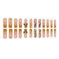 RTKHFZE Long Press on Nails Square Fake Nails Gold Glitter French Tip Acrylic False Nails with Designs Nails Tip Gold Butterfly and Rhinestones Full Cover Glue on Nails for Women Nail Decorations