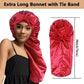 2pcs Long Satin Bonnets with Tie Band, Large Braid Bonnet Silky Hair Cap for Locs Women Sleeping, C