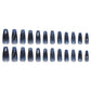 RTKHFZE Coffin Press on Nails Long Length,Ocean Blue Fake Nails with Stripes Design Ombre False Glue on Nails Winter Nails for Holiday/Christmas Gift for Women