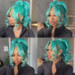 SISIFIRE Green Body Wave Lace Front Wigs for Women 13*4 Inch Long Deep Curly Wave Synthetic Lace Front Wig with Baby Hair Preplucked Hairline Glueless Lace Wigs