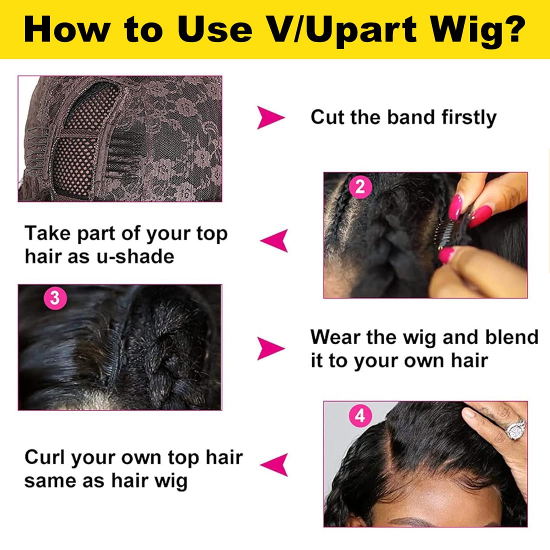 Sunber V Part Wig Human Hair Glueless Wig Kinky Straight Upgrade No Leave Out Vpart Kinky Straight Wigs 150% Density Glueless Clip in Half Wigs No Glue No Sew in Beginner Friendly 22Inch