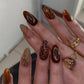 RTKHFZE Medium Buttterfly Press on Nails Almond Fake Nails with Design Brown Butterfly Press on False Nails Full Cover Fall Nails for Women 24Pcs