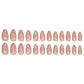 24 Pcs Nude Press on Nails Medium Almond Fake Nails with Glue Artificial Acrylic Nails Press ons with Golden Glitter Leaf Design Full Cover Reusable Stick on Nail for Women Girls Daily Wear