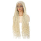 ROSEBONY 36" Boho Knotless Braided Wig for Black Women Double Full Lace Box Braid Wig with Baby Hair Bohemian Curly Ends Golden Yellow Blonde Color (613 blonde)