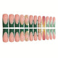 24Pcs Press on Nails Long Green French Tip Fake Nails Square Nails Press Ons Gold Glitter False Nails with 3D Butterfly Designs Artificial Long Square Glue on Nail Stick on Nail for Women