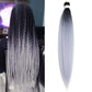 Pre Stretched Braiding Hair 26 Inch Ombre Red Kanekalon Braiding Hair Extensions Hot Water Setting Crochet Box Braids Hair (26 Inch (Pack of 1), Black-Silver Grey)