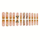 RTKHFZE Long Press on Nails Square Fake Nails Gold Glitter French Tip Acrylic False Nails with Designs Nails Tip Gold Butterfly and Rhinestones Full Cover Glue on Nails for Women Nail Decorations