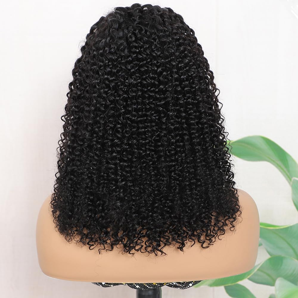 Kinky Curly Braided Wig Human Hair Natural Color Curly Wigs 13X4 Lace Front Wigs Brazilian Curly Wigs 16 Inches Transparent Color Braid Wig For Black Women Pre-Plucked with Baby Hair Glueless Wig