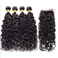 Borchan Water Wave 4 Bundles Human Hair with 4x4 Free Part Closure (24 26 28 30+22) Ocean Wave Wet and Wavy Bundles with Lace Closure Pre Plucked with Baby Hair Natural Color