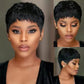 Yviann Pixie Cut Wig Human Hair Short Pixie Wigs for Black Women Human Hair Glueless Full Machine Made Wig Glueless Wear and Go Natural black 1B