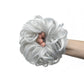 CJL HAIR Large Messy Bun Hair Piece Wavy Curly Scrunchies Synthetic Chignon Ponytail Hair Extensions Thick Updo Hairpieces for Women (Light Silver Grey)