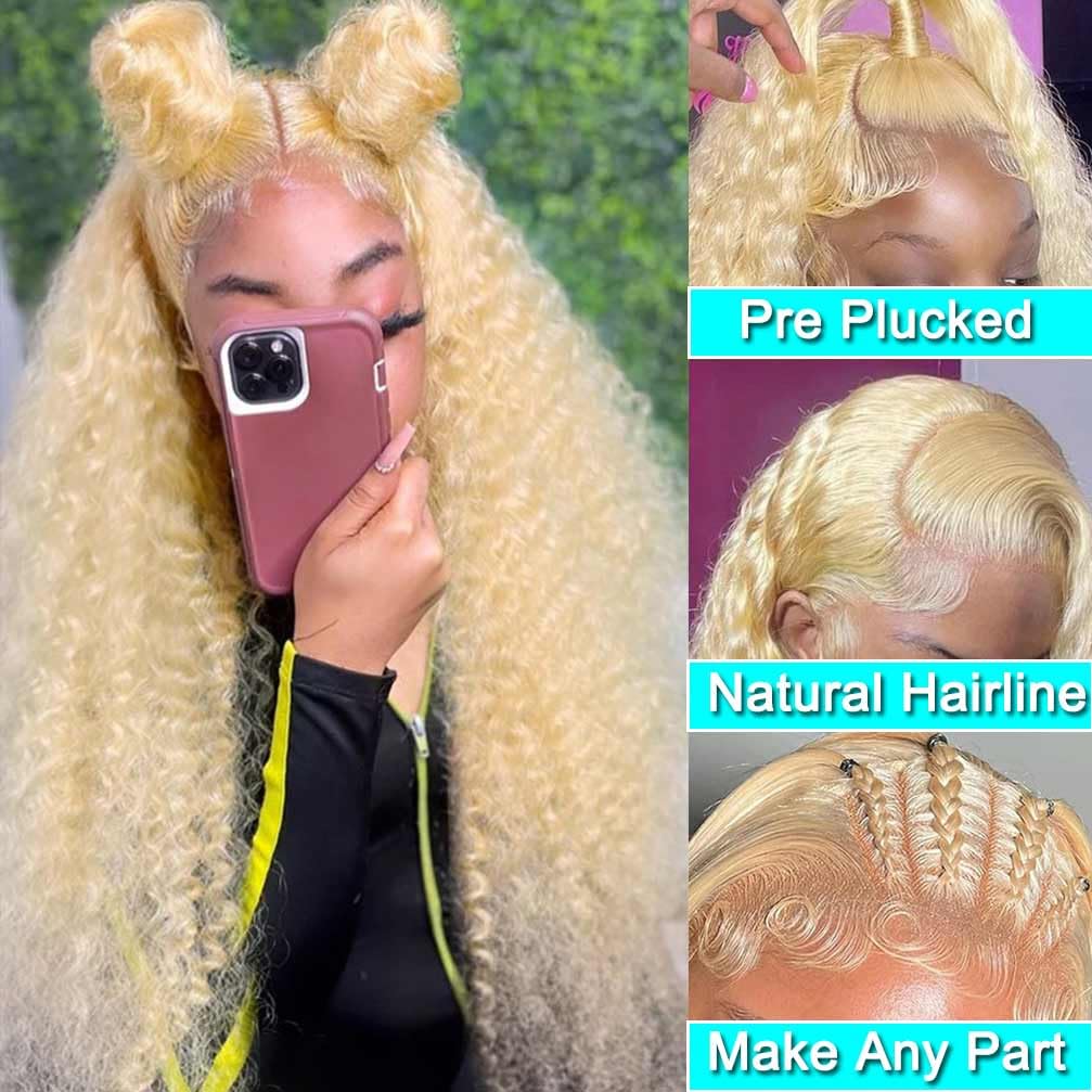 WPPIKK 613 Lace Front Wig Human Hair 180 Density Blonde Wig Human Hair Wet and Wavy Wigs for Black Women Glueless HD Lace Frontal Wigs (26 Inch)