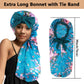 2pcs Long Satin Bonnets with Tie Band, Large Braid Bonnet Silky Hair Cap for Locs Women Sleeping, J
