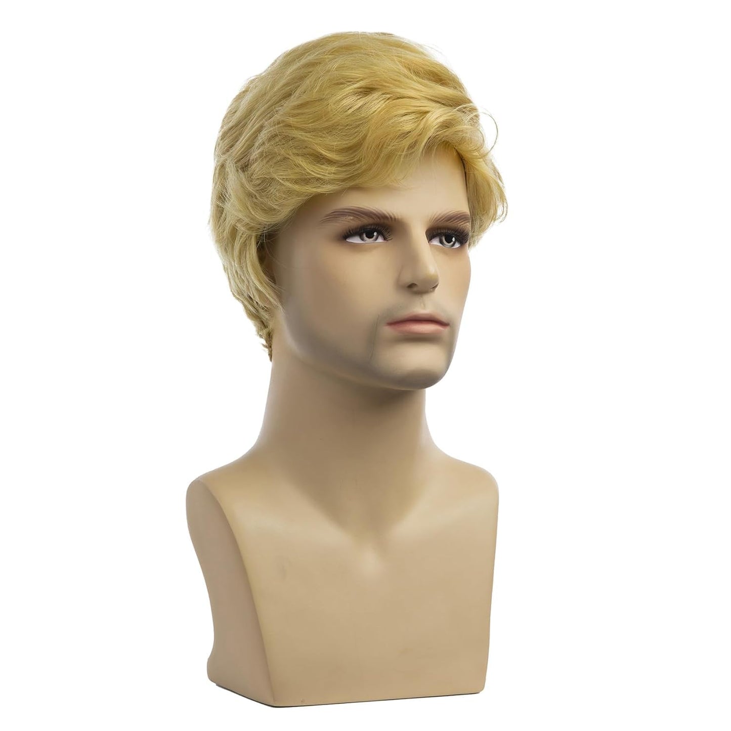 Baruisi Men Wigs Short Blonde Wig Synthetic Heat Resistant Natural Halloween Cosplay Hair