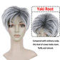 BECUS Short Gray Wigs with Bangs Sliver Gray Wigs Pixie Cut Layered for Women Synthetic with Free Wig Cap(Grey Mix Black)
