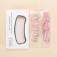 RUOKEXIN Short Square Press on Nails French Tip With Rhinestones - Pink False Nails, Sparkly Glue on, Handmade Artificial, Cute Stick on for Women