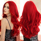 Sabosi Red Wig for Women Long Wavy Wigs Middle Part Wavy Wig Natural Looking Synthetic Heat Resistant Fiber Wig for Daily Party Use