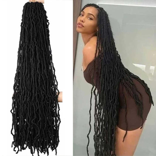 6 Packs Soft Locs Crochet Hair Pre Looped Faux Locs Crochet Braids Goddess Locs Dreadlocs Synthetic Hair For Black Women (1B, 36 Inch (Pack of 6))