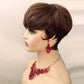 QiaQiaRing Chic Elegent 10A Pixie Cut Wigs for Black Women 4# Brown Color for Daily Use Short Layered Pixie Cut Human Hair Wigs With Bangs Brazilian Virgin Straight Human Hair (4#brown)