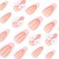24Pcs Pink Almond Press on Nails Short Medium Fake Nails French Tip False Nails with Bow Design Cute Acrylic Nails Press ons Artificial Nails Glossy Full Cover Glue on Nails Stick on Nails for Women