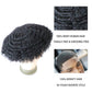 lumeng Mens Afro Toupee Translucent French Lace Man Wave Unit 1B# Off Black Mens Wig 10MM Wave 360 Toupee Hairpiece 100% Human Hair System cutable 8x10inch