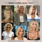 Ombre Ash Blonde Wigs Human Hair for Women 12A Real Human Hair Summer Wig Straight Short Blonde Bob Wig with Dark Roots Breathable Pre Cut Plucked 13x4 UHD Lace Front Wig for Daily Party 12In 180%