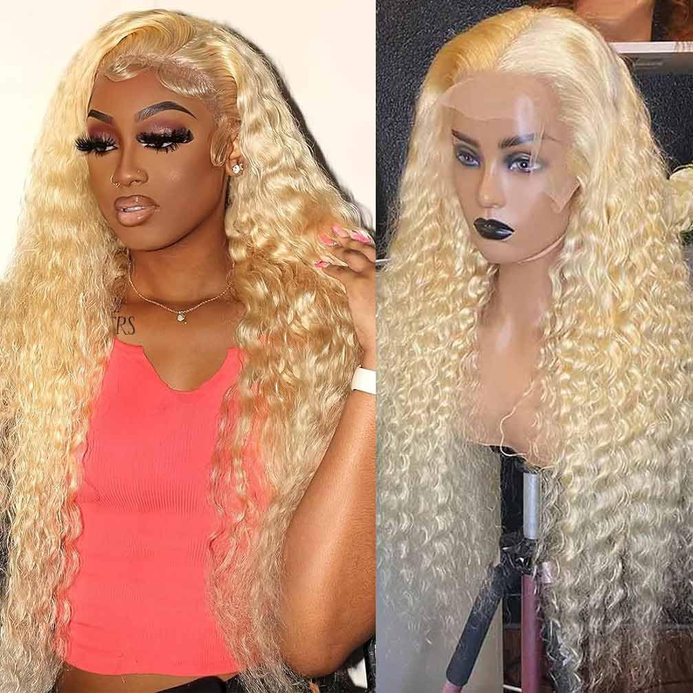 WPPIKK 613 Lace Front Wig Human Hair 180 Density Blonde Wig Human Hair Wet and Wavy Wigs for Black Women Glueless HD Lace Frontal Wigs (26 Inch)