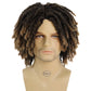 GNIMEGIL 14 Inch Short Dreadlocks Wig For Man Afro Bob Ombre Light Brown Crochet Twist Hair Braided Wigs Natural Synthetic Hair Breaking Street Dance Breathable Cap Net