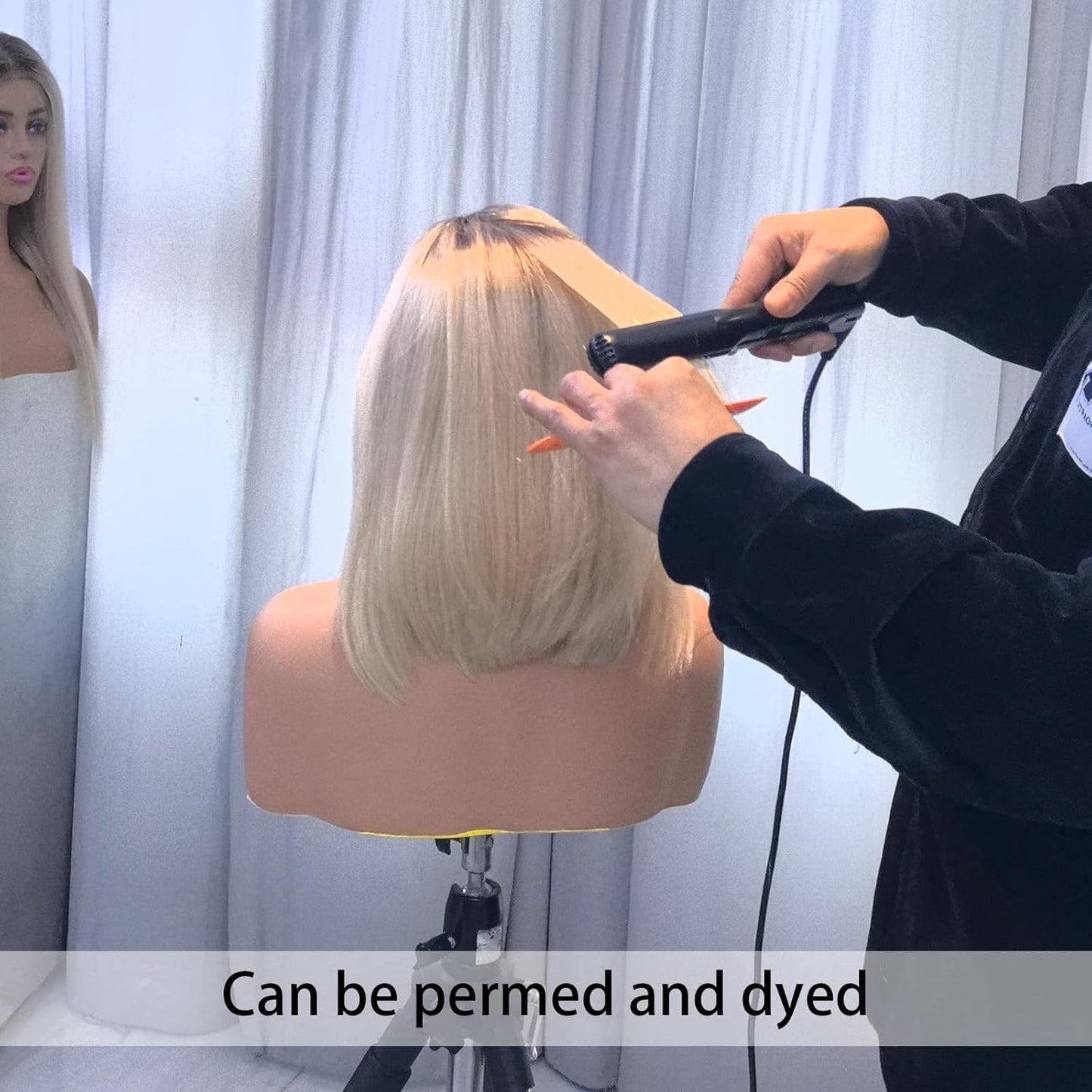 Glueless Ombre Platinum Blonde Bob Lace Front Wigs Human Hair 5x5 Pre Plucked Pre Cut Throw On and Go 4/60 Ash Blonde Wig Human Hair with Dark Roots Short Straight Wigs for Women 10 Inch 180%