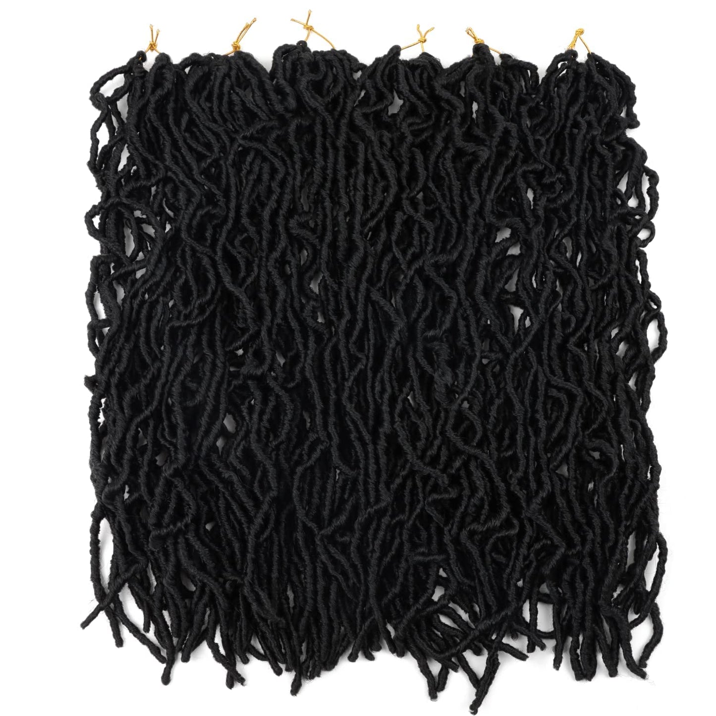 6 Packs Soft Locs Crochet Hair Pre Looped Faux Locs Crochet Braids Goddess Locs Dreadlocs Synthetic Hair For Black Women (1B, 18 Inch (Pack of 6))
