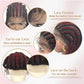 Alebery 36" Full Lace Braided Wigs for Black Women Jumbo Box Braids Lace Front Wig with Baby Hair Lightweight Synthetic Lace Frontal Black Cornrow Twisted Wigs (Burgundy Mixed Black)