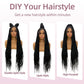 Janyuwool 36" Full Lace Knotless Braided Wigs Lace Frontal Box Braided Wigs for Black Women Human Hair Blended Full Double Lace Braid Wig with Baby Hair Braids Lace Front Wig for Women (Black)