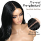 ENCOUNTERU Pre Cut Lace Glueless Wig Wear and Go Synthetic Lace Front Black Wig with Bangs Body Wave Wigs for Women Pre Plucked Ready to Wear Middle Part 26 Inch 13x5x1 HD Lace