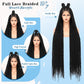 Olymei 46" Lace Front Twist Braided Wigs for Black Women Knotless Braided WigsTwisted Braided Lace Front Wigs with Baby Hair Full Double Lace Twist Braided WigsTwist Braid Wig,Black Full Double Lace