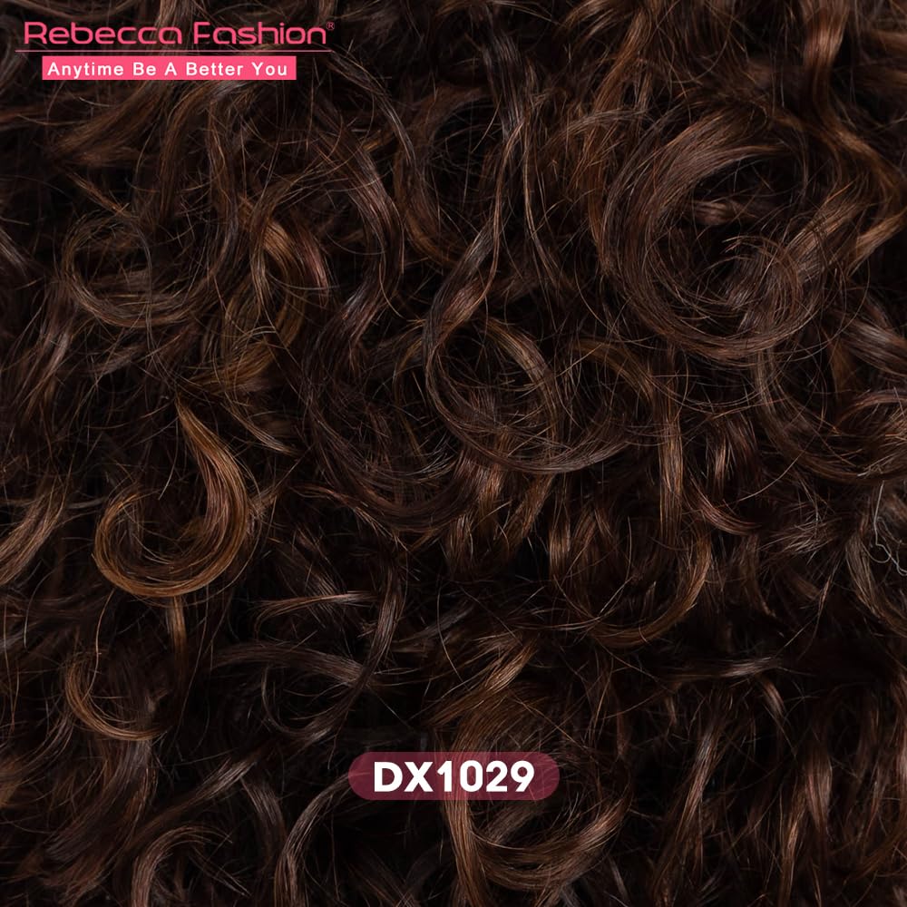 Rebecca Fashion Short Curly Human Hair Wigs for Black Women Cute Curly Bob Wig Side Part Non Lace Glueless Wigs Brazilian Remy Natural Looking Natural Looking MIixed Medium Brown Color