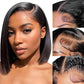 RMOARIWR Bob Wig Human Hair 180% Density 13x4 HD Transparent Lace Front Wigs Human Hair Pre Plucked Short Bob Glueless Straight Wigs Human Hair for Women Natural Black 10 Inch
