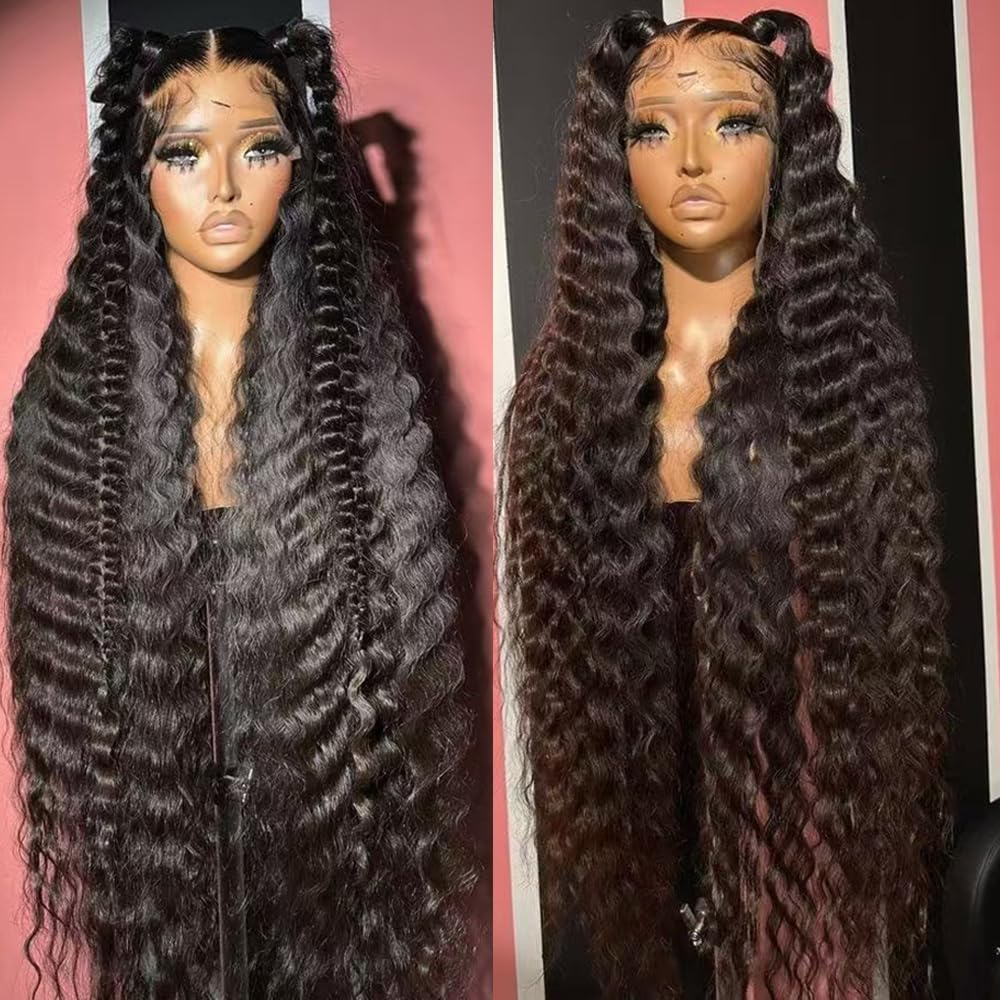 SISIFIRE 32 Inch Natural Curly Wave Lace Front Wigs for Women 13 * 4 Inch Heat Resistant Fiber Super Long Loose Curly Lace Wig with Baby Hair Synthetic Glueless Lace Front Wig for Daily Party Use