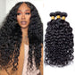 12 14 16 Inch Water Wave Human Hair Bundles 100% Unprocessed Curly Brazilian Virgin Hair Wet And Wavy 3 Bundles Human Hair Natural Black