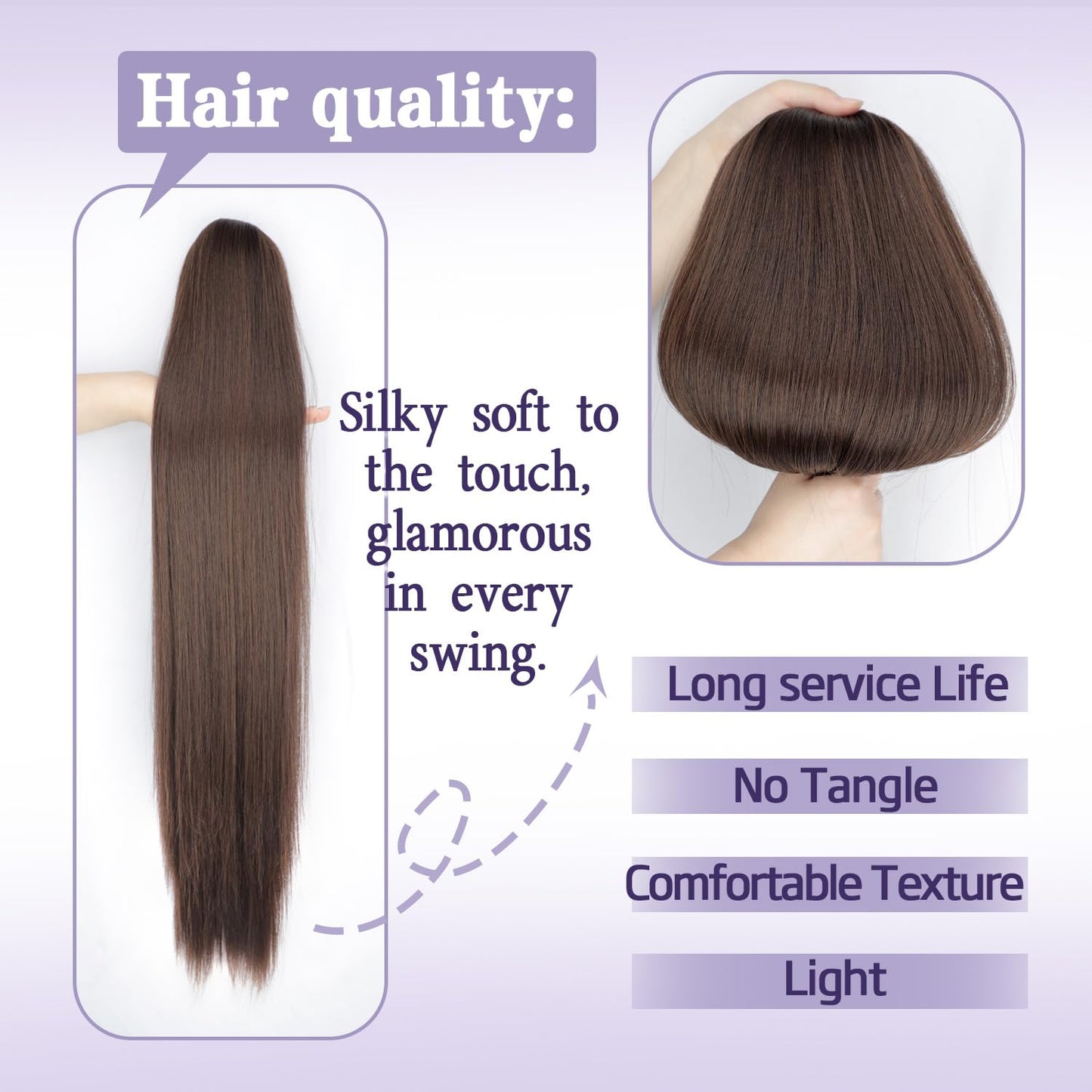 ORSUNCER Drawstring Ponytail Extension, Long Straight Pony Tails Hair Extensions Natural Soft Clip in Ponytail for Women Synthetic Hairpieces Medium Brown