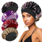 4PCS Silk Bonnet for Sleeping,Satin Bonnets Hair Wrap Cap for Black Women Men for Curly Hair,Elastic Wide Band Hair Bonnet Print Shower Cap for Sleeping (Black & Wine Red & Purple & Leopard Pattern)