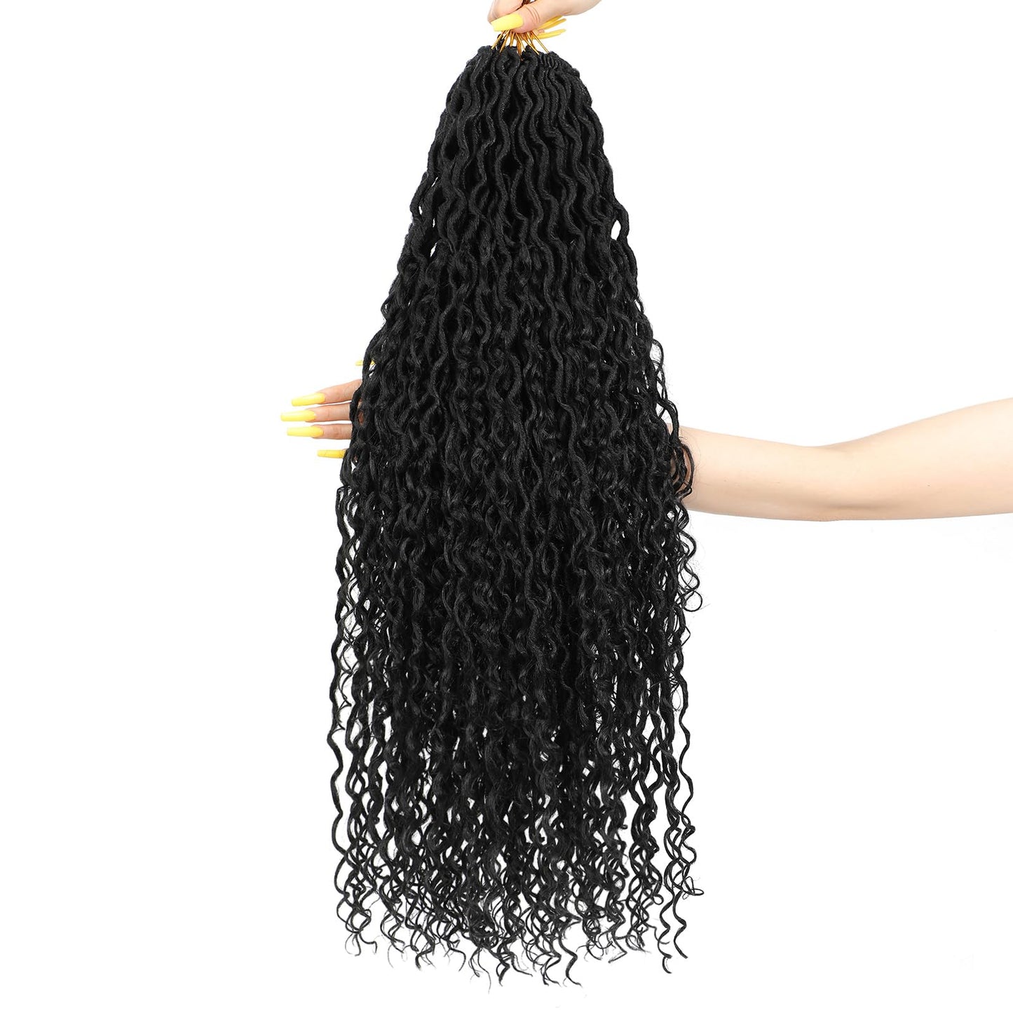 Col Bling Goddess Locs Crochet Hair 30 Inch, 8 Packs Faux Locs Crochet Hair Pre Looped for Women, Boho Crochet Locs with Curly Ends (30 Inch 1B)