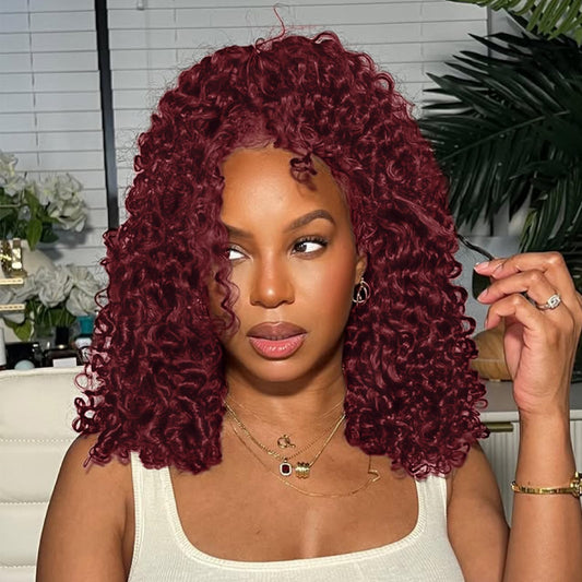 Punmasa 99J Burgundy Short Bob Wigs Deep Curly 200% Density Virgin Human Hair 13x6 Bob Wig Human Hair Pre Plucked with Baby Hair Transparent Lace Frontal Wig for Women 16 Inch