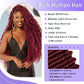 Human Braiding Hair for Boho Braids Human Hair 3 Bundles/Pack 110g 18 Inch Deep Wave Bulk Human Hair for Braiding Curly Knotless 12A Brazilian Virgin Burgundy