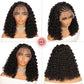 Fancy Hair Braided Wig for Black Women Cornrow with Curly Hair Wig HD Lace Front Wig with Baby Hair Pre Plucked Glueless Transparent 13x4 Inch Lace Frontal Wig (2#)