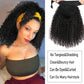 Headband Wig Human Hair Kinky Curly Headband Wigs for Black Women Human Hair Headband Wig Curly Human Hair Wigs Brazilian Virgin Hair Wear and Go Glueless Wig Natural Color 150% Density 14 Inch