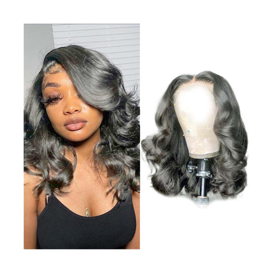 YruYptpaln Lace Front Wigs Short Straight Glueless Wig HD Transparent Lace Frontal Wig Natural Hairline Pre Plucked V Part Wigs for Women(Black)
