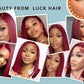 LUCK HAIR 99J Burgundy Straight Human Hair Wig 13x4 HD Lace Front Wigs Human Hair Glueless Hair Short Bob Human Hair Suitable for women Straight wigs 14 Inch